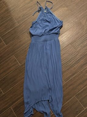 Maurices Blue Halter High-Low Maxi Dress
